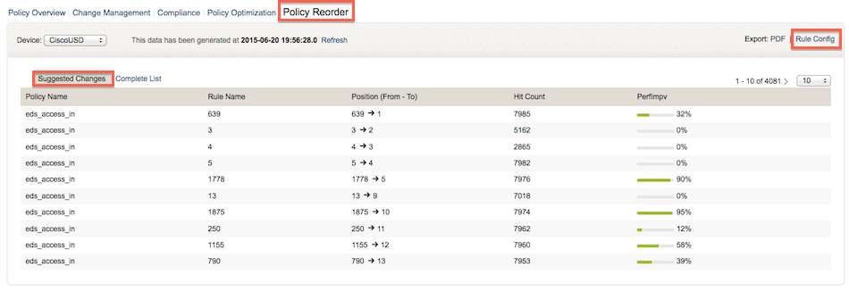 Policy Reorder Suggested Changes List Policy Reorder Suggested Changes List