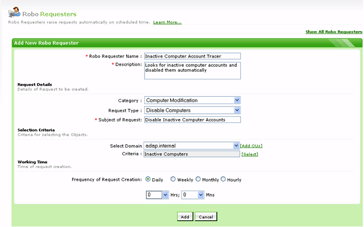 scheduler for inactive computer accounts disabling