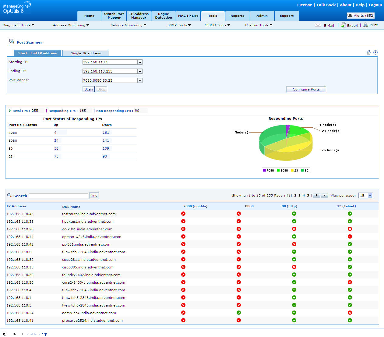 Network, bandwidth, Wake-On-LAN tools from ManageEngine OpUtils