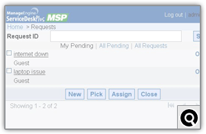 MSP Help Desk Feature Mobile Client