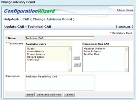 Change Advisory Board